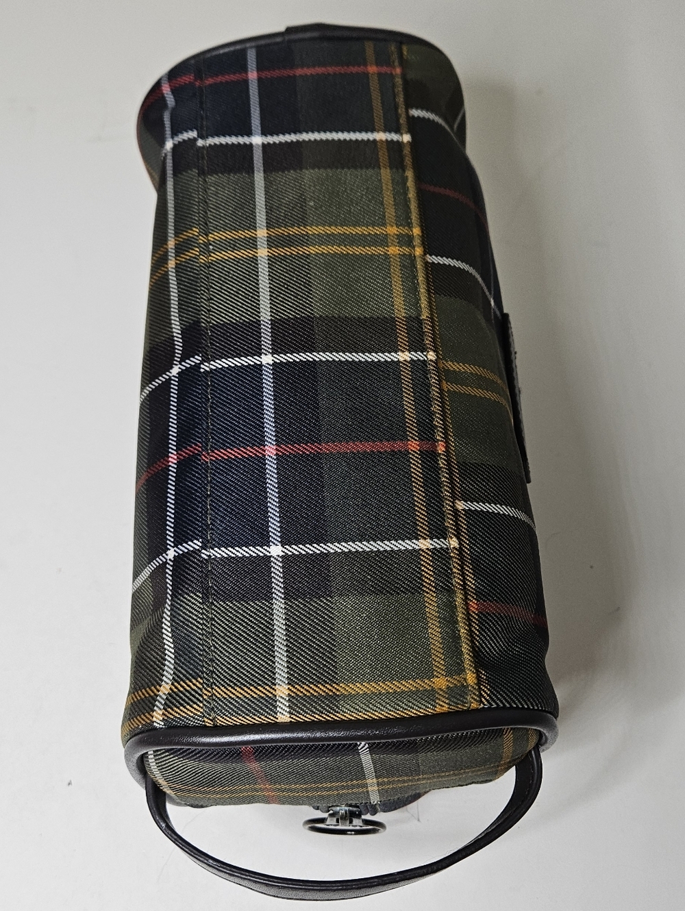 Barbour Tartan Toiletry Bag Dopp Kit Men's Case Green Plaid Canvas Zipper - Picture 9 of 11